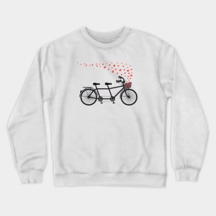 tandem bicycle and flying red hearts for Valentine's day, wedding invitation Crewneck Sweatshirt